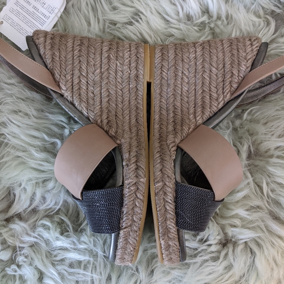 Brunello Cucinelli Leather Wedge Sandal. - Picture 14 of 15